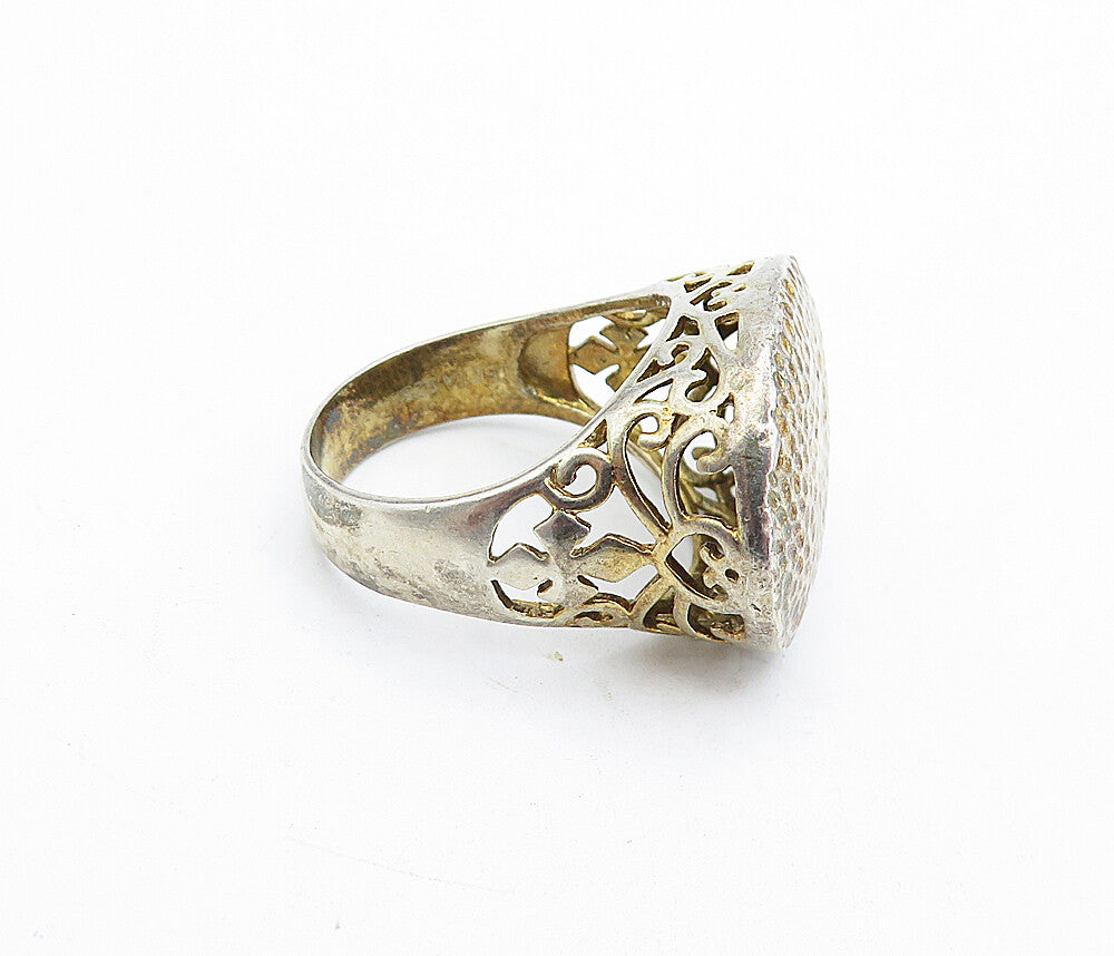 SETA 925 Sterling Silver  Vintage Hammered Oval Dome Cocktail Ring Sz 9 RG5322