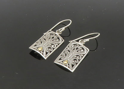 925 Silver & 18K GOLD  Vintage Shiny Two Tone Swirl Dangle Earrings  EG10488