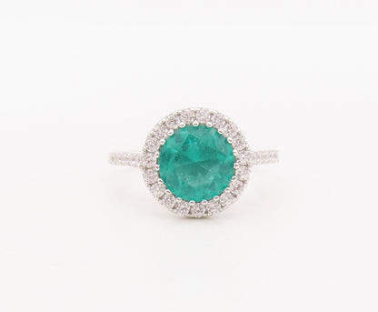 925 Sterling Silver Vintage Ring Round Cut Green Halo White CZ  Sz 7  RG29883