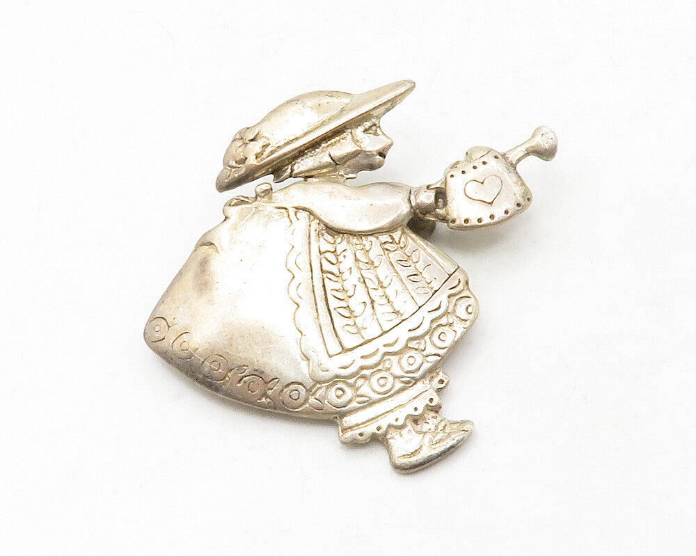 MEXICO 925 Sterling Silver  Vintage Etched Mary Engelbreit Brooch Pin  BP5008