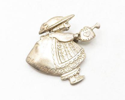 MEXICO 925 Sterling Silver  Vintage Etched Mary Engelbreit Brooch Pin  BP5008