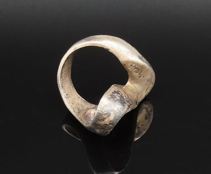 MEXICO 925 Silver  Vintage Modernist Twisted Abstract Ring Sz 6.5  RG25921
