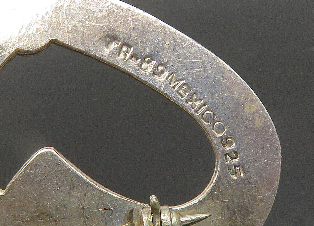 MEXICO 925 Sterling Silver  Vintage Double Open Love Hearts Brooch Pin  BP8313