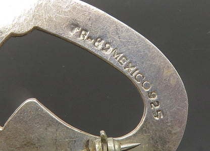 MEXICO 925 Sterling Silver  Vintage Double Open Love Hearts Brooch Pin  BP8313