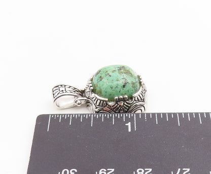 925 Sterling Silver Vintage Pendant Cabochon Turquoise Geometric Charm  PT26188