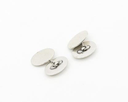 925 Sterling Silver  Vintage Antique Shiny Floral Detail Cufflinks  TR2696