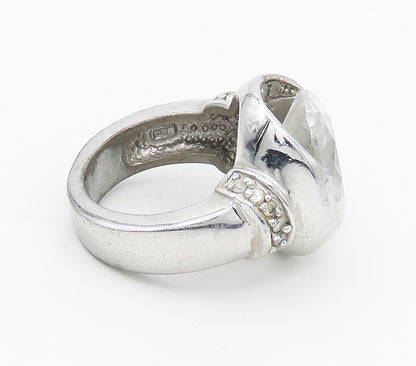 925 Sterling Silver  Faceted Cubic Zirconia Shiny Cocktail Ring Sz 6  RG16937