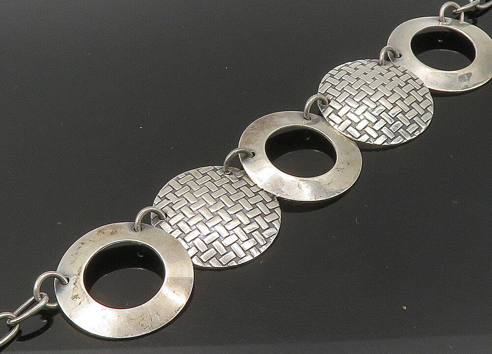 925 Sterling Silver  Vintage Dark Tone Woven Design Chain Necklace  NE3663