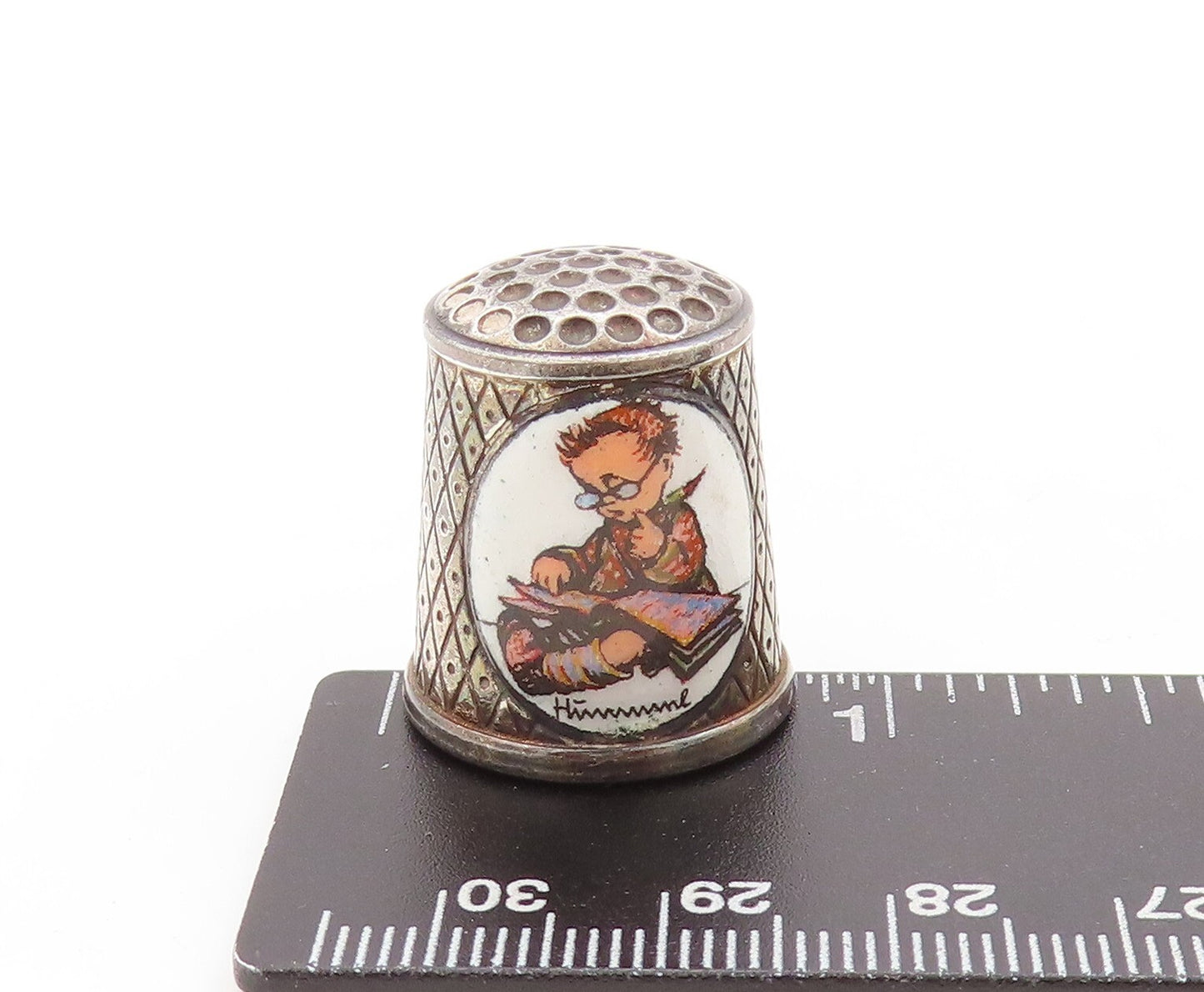 925 Sterling Silver Vintage Thumb Cover Thimble GERMANY  Little Child TR3825