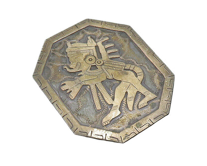 MEXICO 925 Sterling Silver  Vintage Traditional Warrior Brooch Pin  BP7893