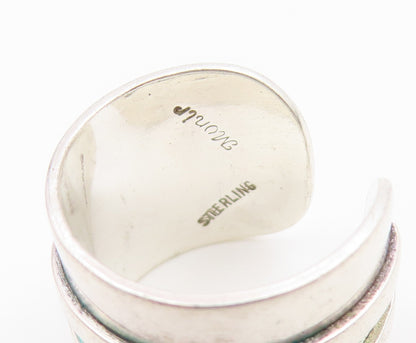 925 Sterling Silver Vintage Ring MONIR Modernist Geometric Band  Sz 6  RG36772