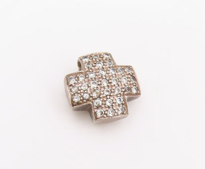 925 Sterling Silver Vintage Pendant Clustered Topaz Greek Cross Charm  PT25485