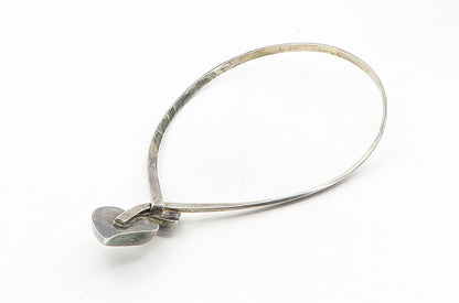 LOS BALLESTEROS 925 Silver  Vintage Oxidized Love Heart Collar Necklace NE1630