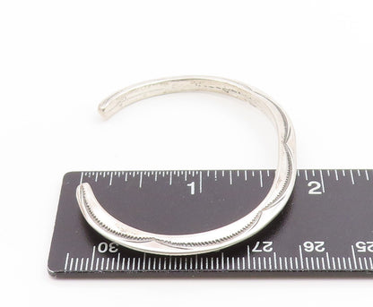 925 Sterling Silver Vintage Bracelet NAVAJO Minimalist Etched Wave Cuff  BT11901