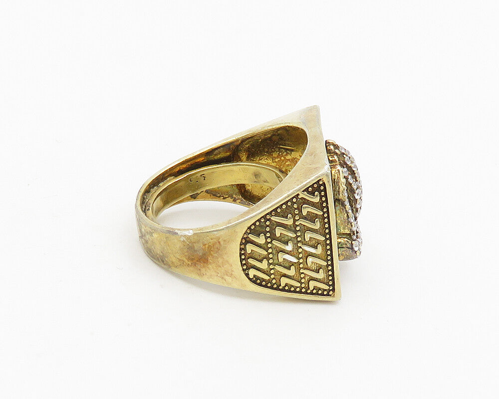 925 Silver  Vintage Cubic Zirconia Prayer Hands Cocktail Ring Sz 6  RG18713