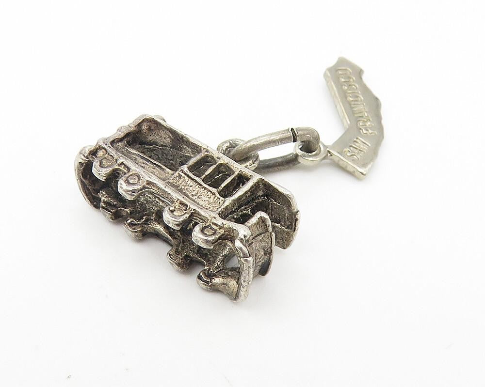 925 Sterling Silver  Vintage Petite San Francisco Trolley Car Pendant  PT9055