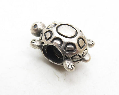 925 Sterling Silver  Vintage Shiny Petite Turtle Motif Slide Pendant  PT7546