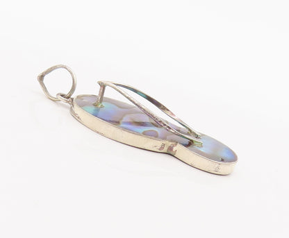 925 Sterling Silver Vintage Pendant Minimalist Abalone Cutout Sliders  PT22738