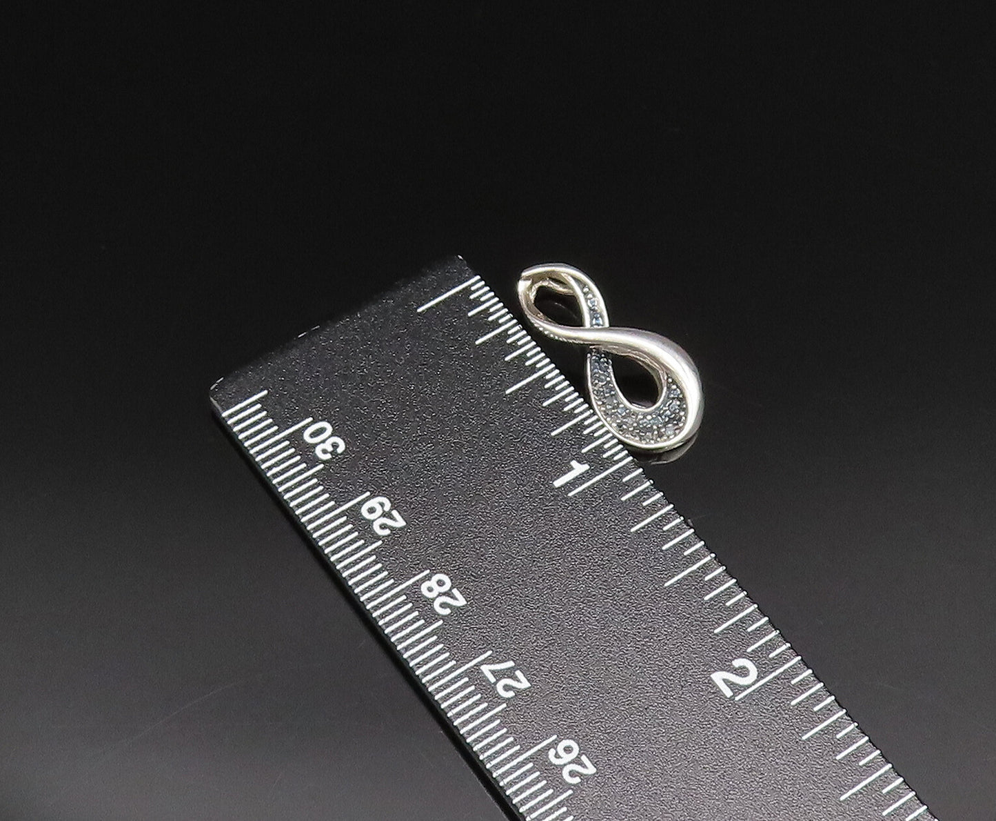 925 Silver  Vintage Dainty Blue Spinel Infinity Twist Drop Pendant  PT21391