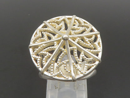 925 Sterling Silver  Vintage Round Cut Out Split Shank Band Ring Sz 8  RG24100