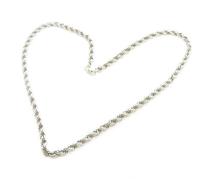 925 Sterling Silver  Vintage Shiny Minimalist Twist Chain Necklace  NE3211