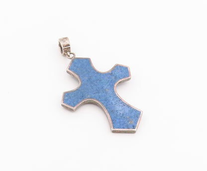 925 Sterling Silver Vintage Pendant WHITNEY KELLY Sodalite Holy Cross  PT26373