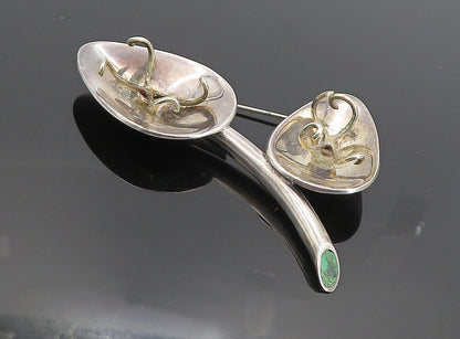 LOS CASTILLO MEXICO 925 Silver  Vintage Turquoise Modernist Brooch Pin  BP3057