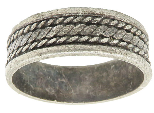 925 Sterling Silver  Vintage Dark Tone Rope Twist Band Ring Sz 8  RG10798