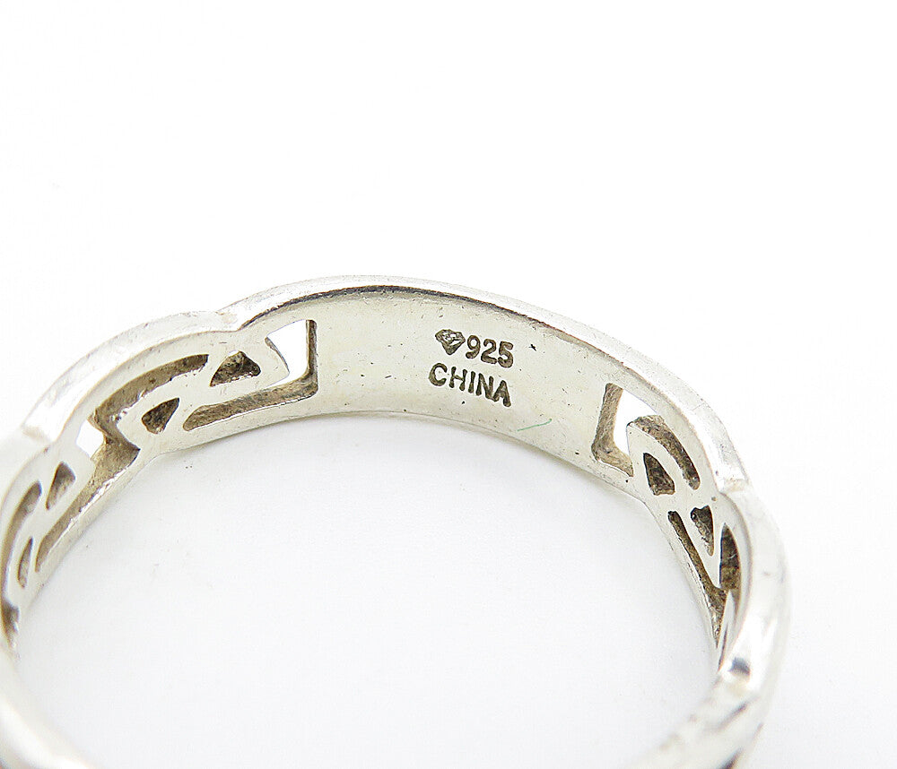 925 Sterling Silver  Vintage Shiny Celtic Knot Pattern Band Ring Sz 8.5 RG3549