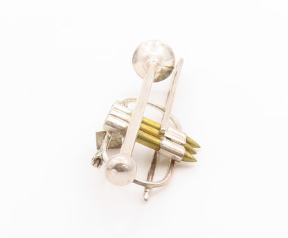 925 Sterling Silver Vintage Brooch MEXICO Mellophone Musical Horn  BP11759