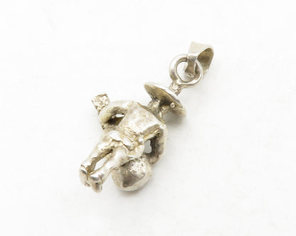 MEXICO 925 Sterling Silver  Vintage Petite Man Playing Guitar Pendant  PT10572