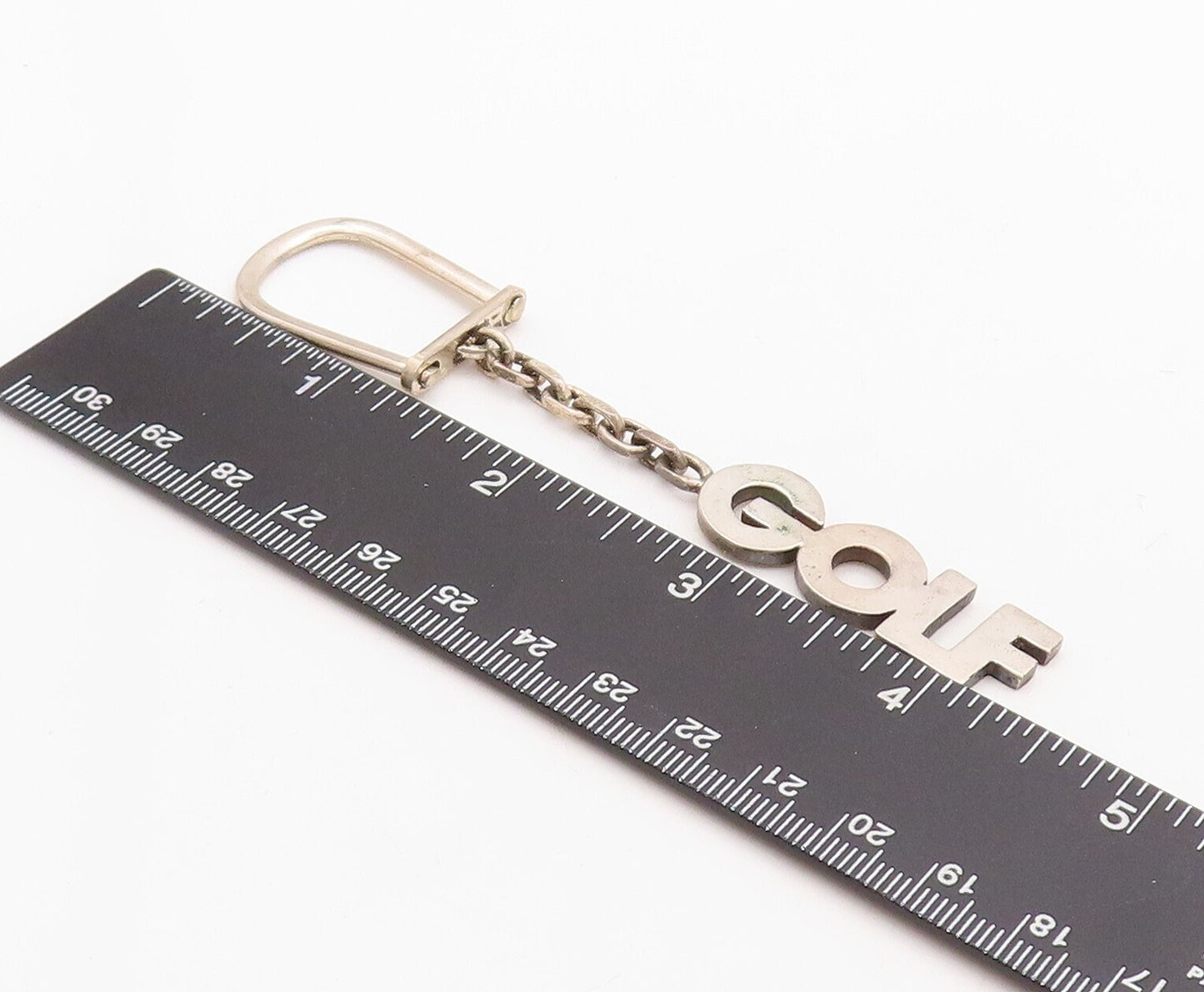 925 Sterling Silver Vintage Keychain Minimalist Solid Cutout GOLF  TR3808