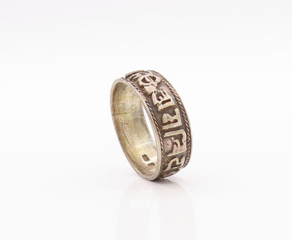 925 Sterling Silver Vintage Ring Dark Tone Antique Tibetan Sz 10.5 RG32404
