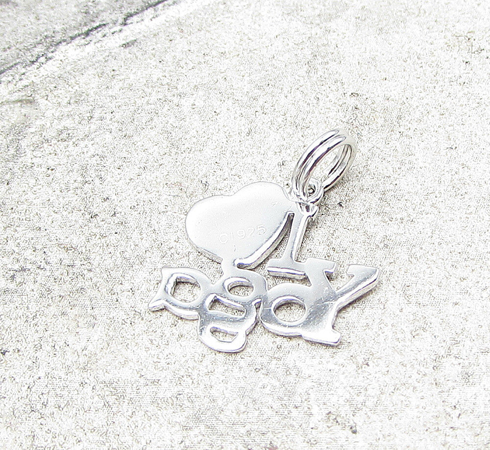 925 Sterling Silver  I love Yoga Red Enamel Charm Pendant  PT1442
