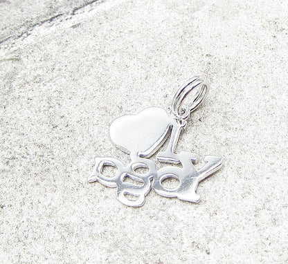925 Sterling Silver  I love Yoga Red Enamel Charm Pendant  PT1442