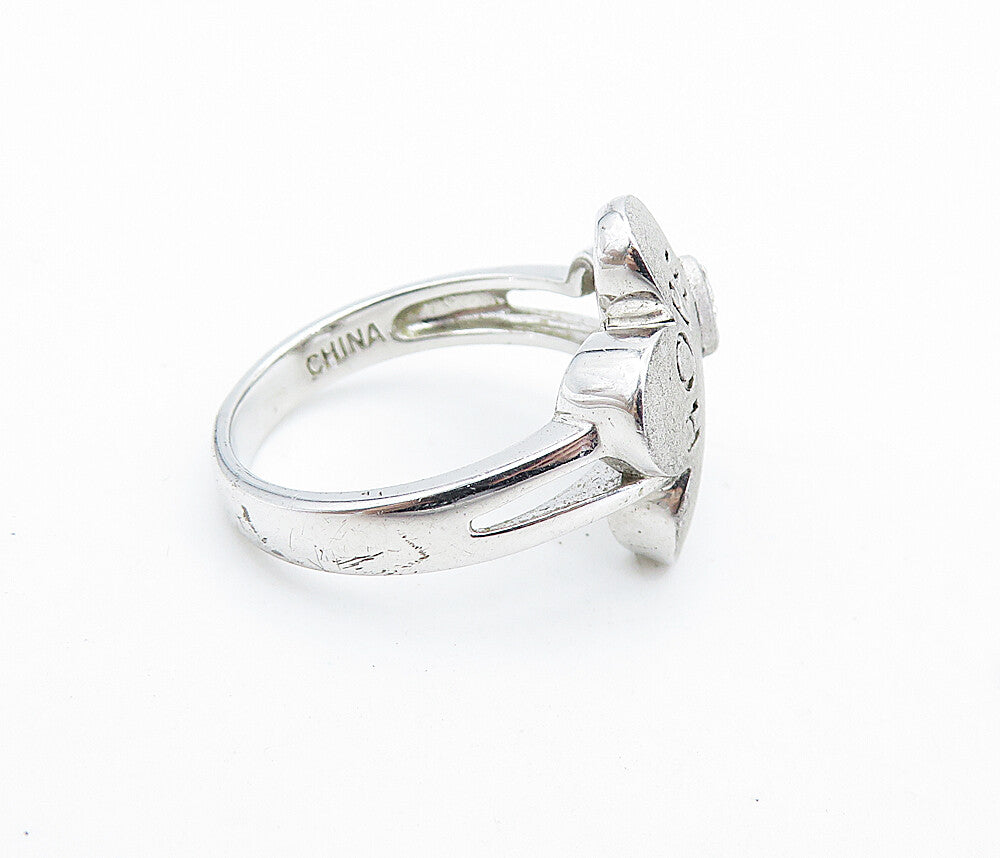 ROSS SIMON 925 Silver  Genuine Diamond Hope Stamped Band Ring Sz 8  RG6995