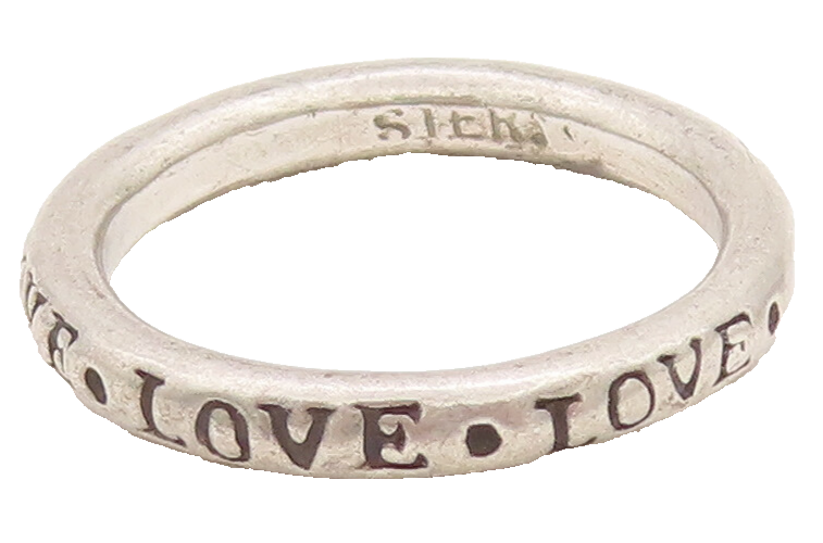 925 Sterling Silver Vintage Ring Minimalist Love Etched Letters  Sz 7 RG27890