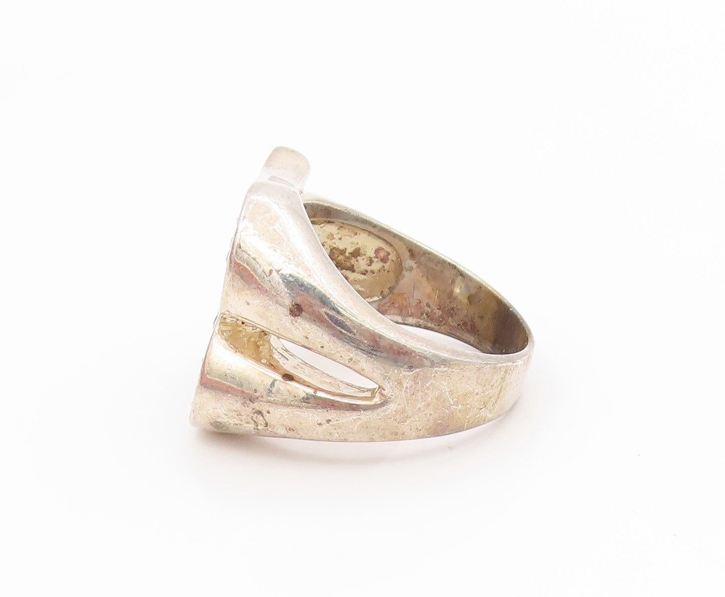 925 Sterling Silver Vintage Ring Spinel Coiled Serpent Swirl  Sz 10  RG34541