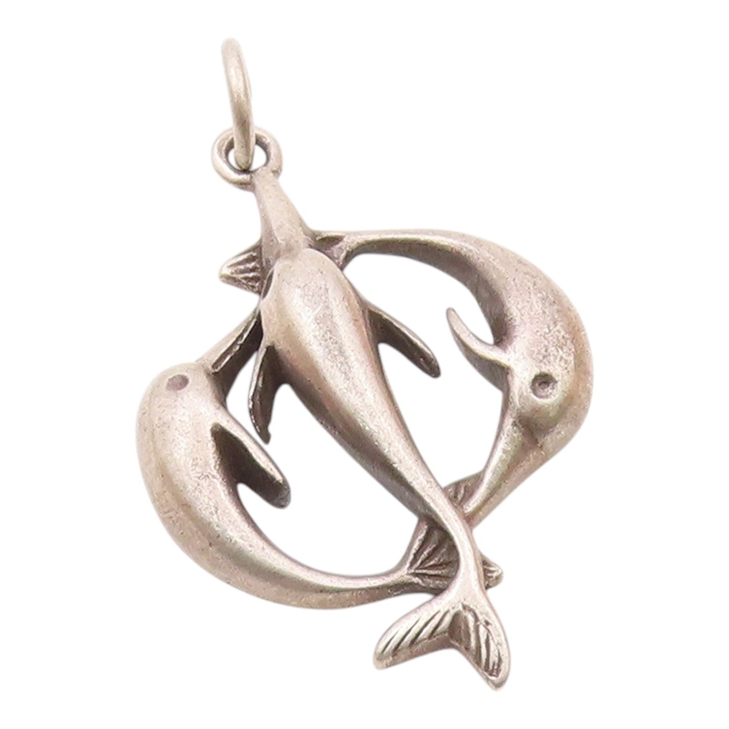 925 Sterling Silver  Vintage Coiled Longnose Fish Knot Pendant  PT20161