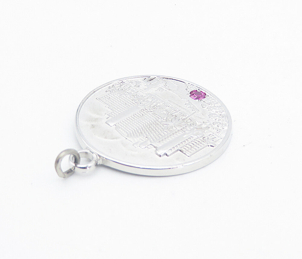925 Sterling Silver  Pink Topaz Shiny President's Council Pendant  PT6209