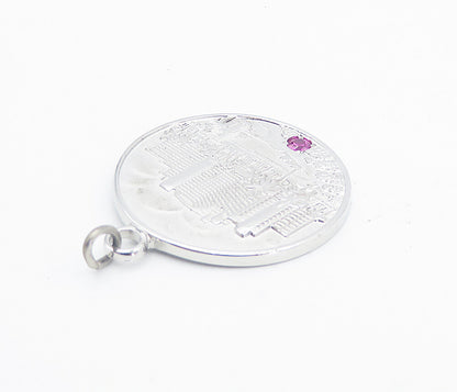 925 Sterling Silver  Pink Topaz Shiny President's Council Pendant  PT6209