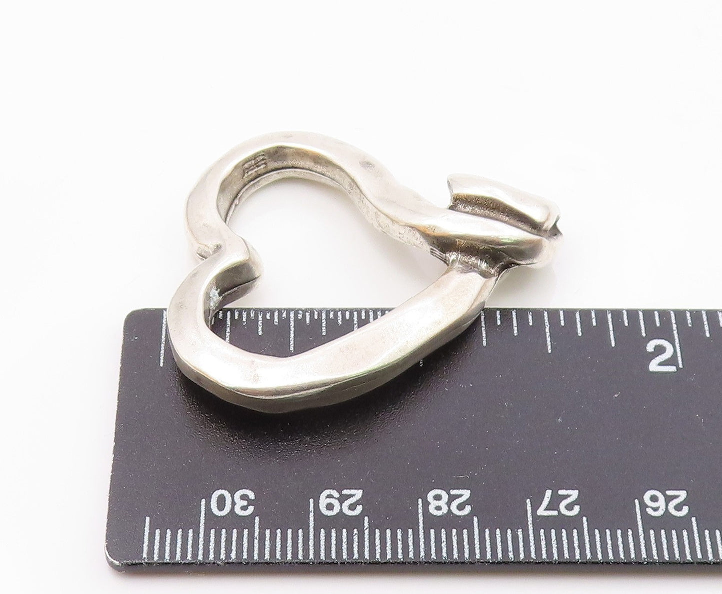 925 Sterling Silver  Vintage Shiny Modenrist Love Heart Pendant  PT15059