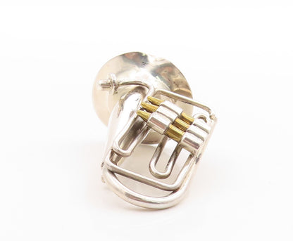 925 Sterling Silver Vintage Brooch Gold Plated Tuba Musical Instrument  BP11789