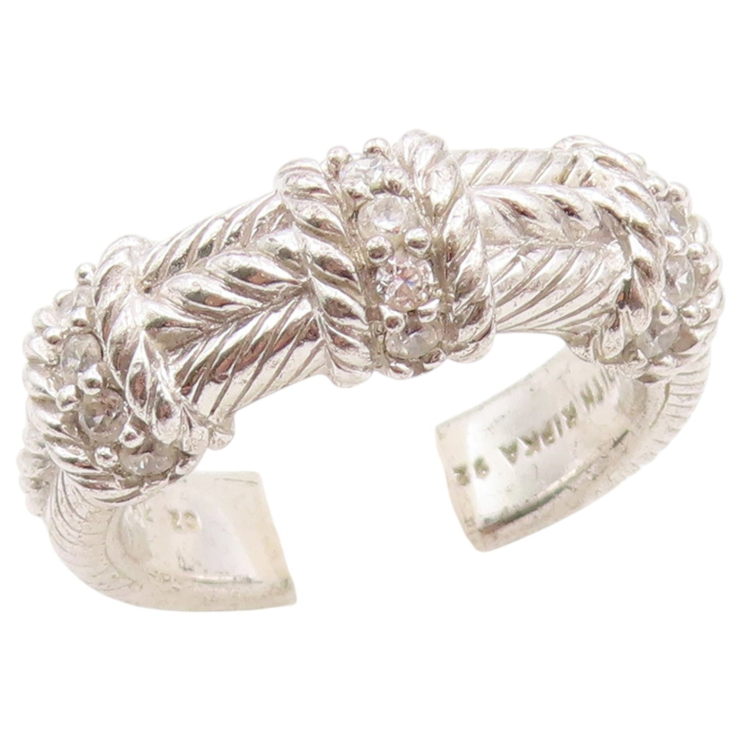 925 Sterling Silver Vintage Ring JUDITH RIPKA CZ Twisted Rope Band Sz 8 RG36515