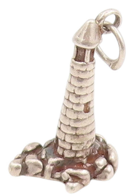 925 Sterling Silver Vintage Pendant Miniature Nautical Lighthouse Charm  PT25230