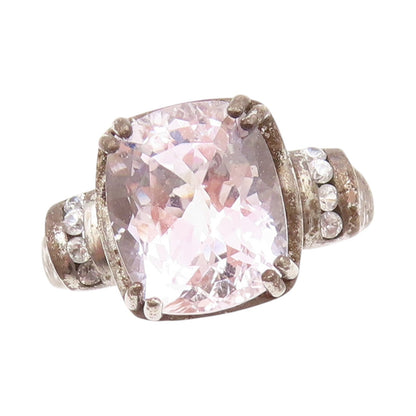 925 Sterling Silver Vintage Ring Antique Dark Tone 2 Tone CZ   Sz 8  RG31781