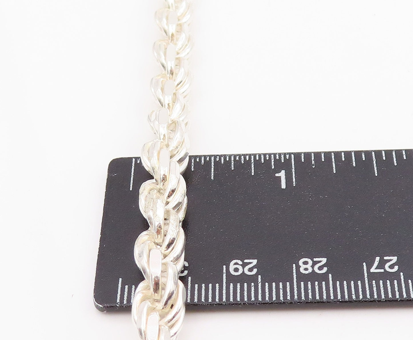 925 Sterling Silver Vintage Necklace Chunky Solid Twisted Rope Braid  NE4747