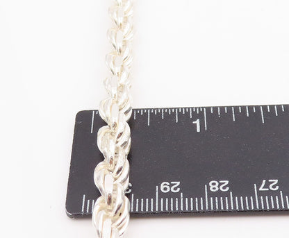 925 Sterling Silver Vintage Necklace Chunky Solid Twisted Rope Braid  NE4747