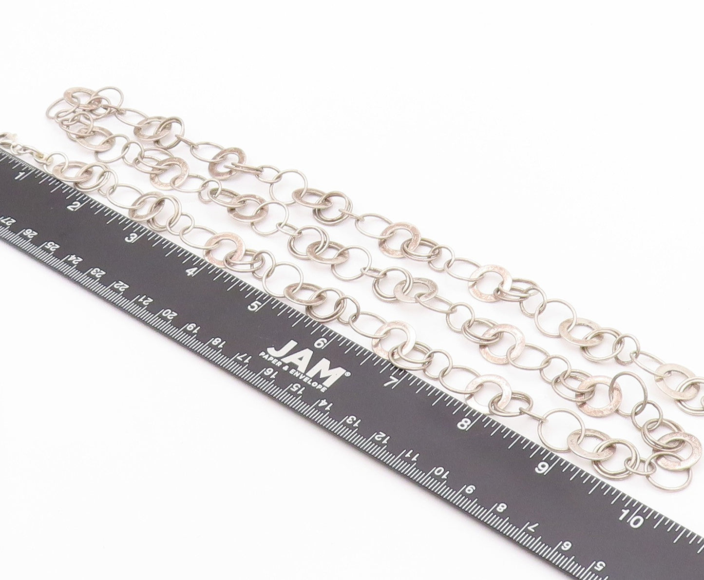 925 Sterling Silver Vintage Necklace DAVID SIGAL Dark Tone Linked Rings  NE4501