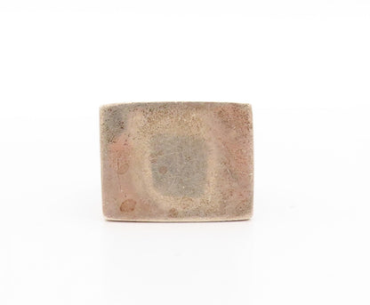 925 Sterling Silver Vintage Ring Designer Solid Large Rectangle   Sz 6.5 RG31447